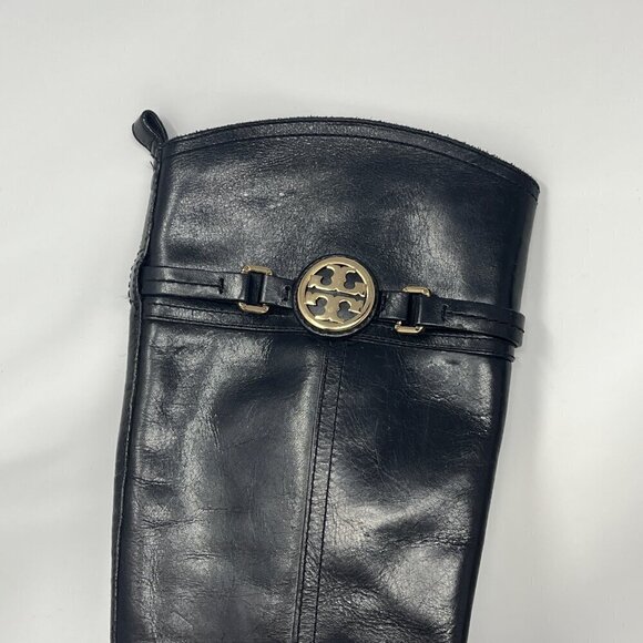 Tory Burch 'Calista' riding boots leather black 8M - Picture 4 of 14